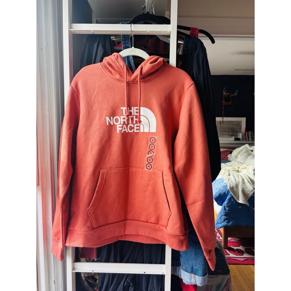 The North Face Big Logo Pullover Hoodie Sweatshirt in CORAL Women's‎ Sz M NWOT